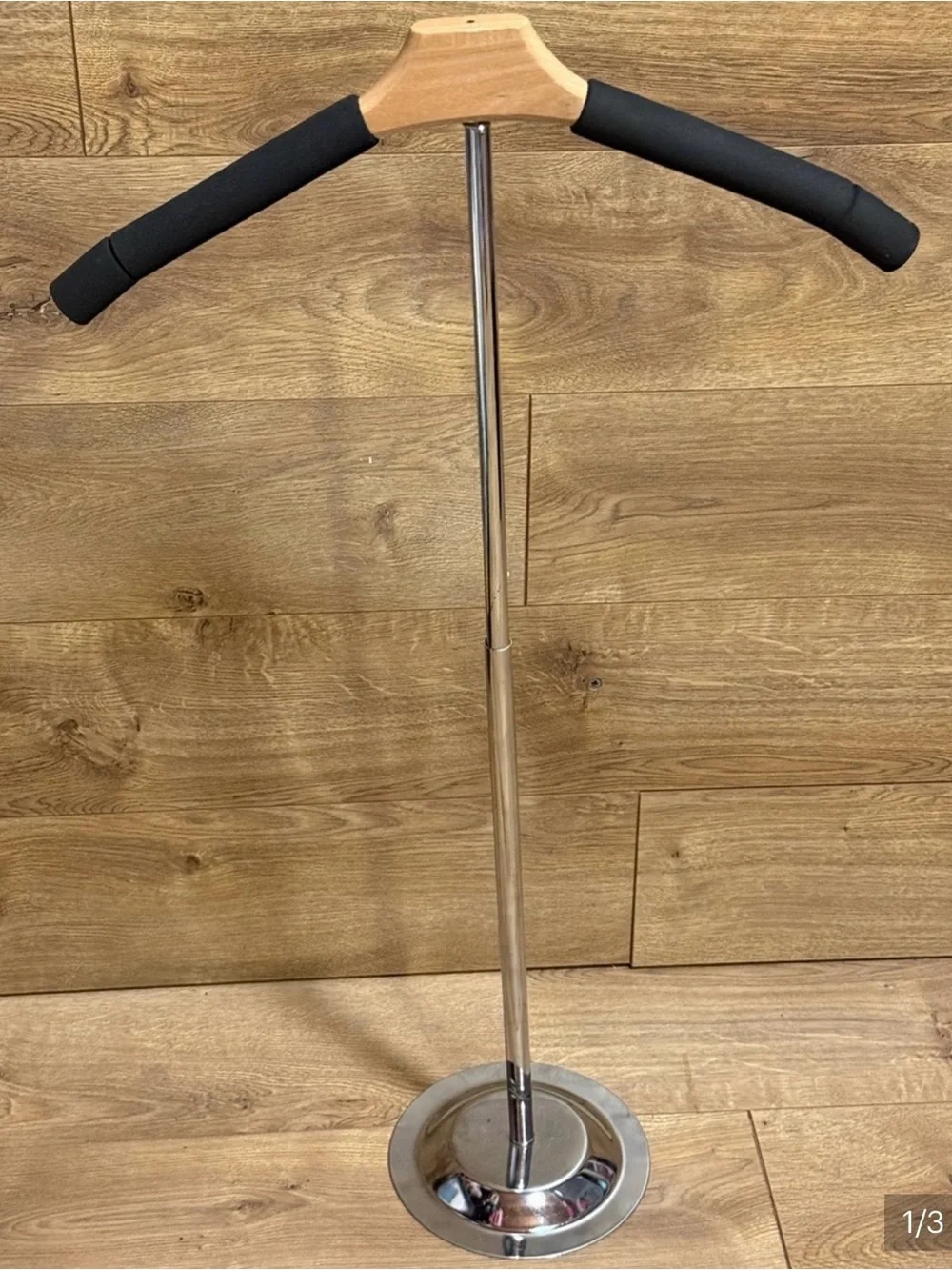 Chrome and Black Standing Valet Coat Rack - Unbranded